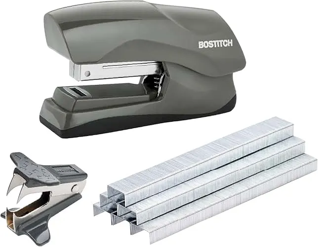 Bostitch Office Heavy Duty 40 Sheet Stapler with 1250 Staples & Claw Remover, Small Stapler Size, Fits into The Palm of Your Hand, Value Pack, Gray (B175-GRAY-VP)
