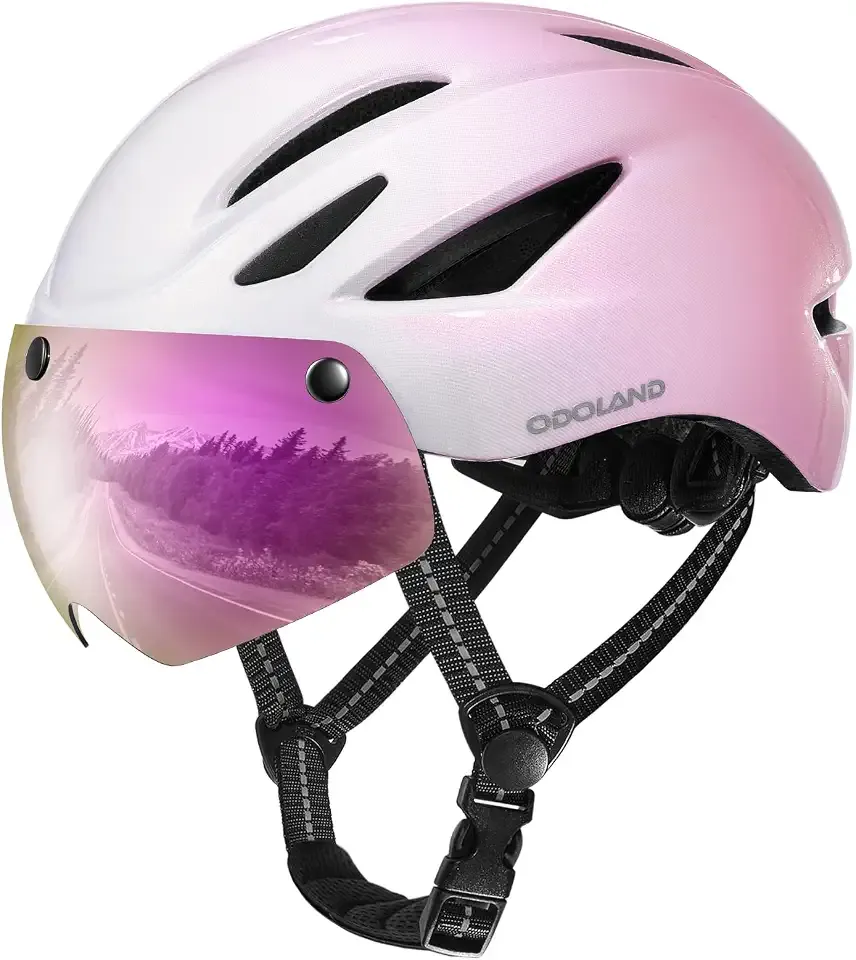 Odoland Adult Bike Helmet with Magnetic Sun Visor for Men Women for Cycling | Glasses-Friendly Design, Adjustable Dial, Urban Riding Bicycle Helmet for Mountain, Road, E-Bike, Commuting