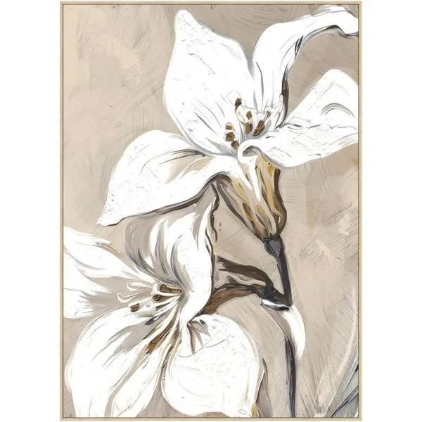 Schilderij Eyvia met 2 witte bloemen