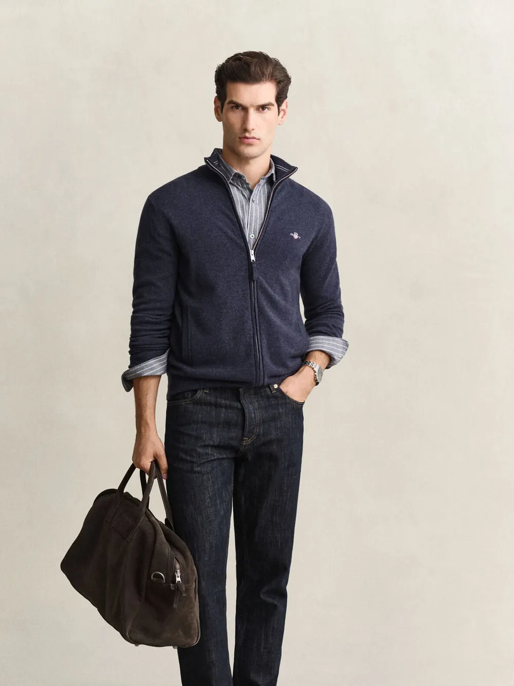 Superfine Lambswool Zip Cardigan