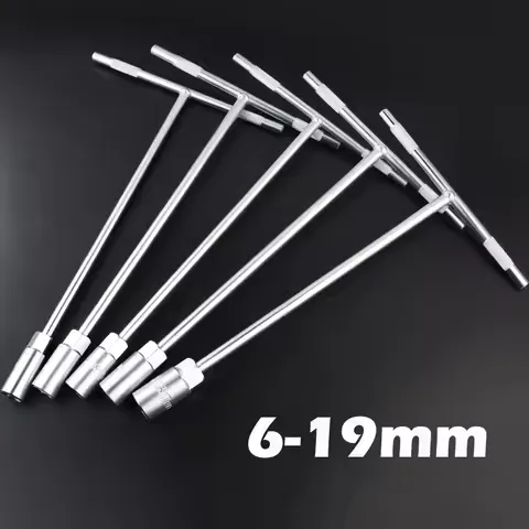 6-19mm T-Style Socket Wrench Mechanics's Driver Repair Socket Set Car Mechanical Workshop Tools Hex Wrench Hand Tools Nut Key