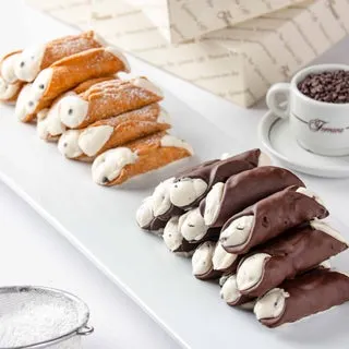Ferrara's Bakery 24 Large Cannolis (12 Plain Filled and 12 Hand Dipped Belgian Chocolate)