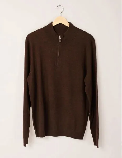 Garda Zip Neck Sweater Chocolate Torte