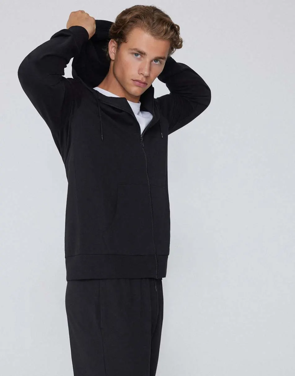 Tezenis Long-sleeved zip-up hoodie in black