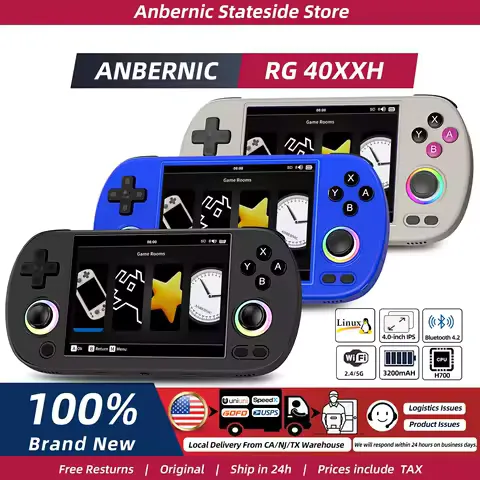 ANBERNIC RG40XX H Handheld Game Console 4'' Screen Linux System Joystick RGB Lighting Effect RG40XXH Video Player Trimui Console