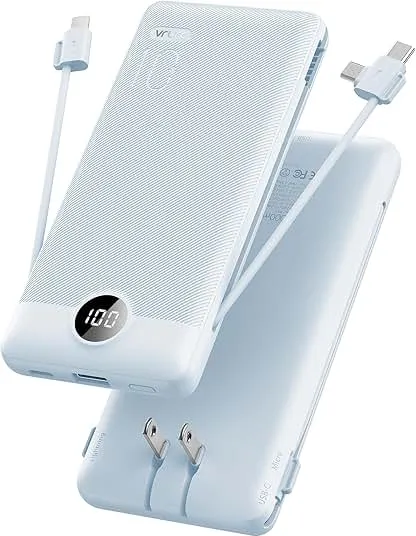 VRURC Portable Charger, Power Bank Built-in Cables a…