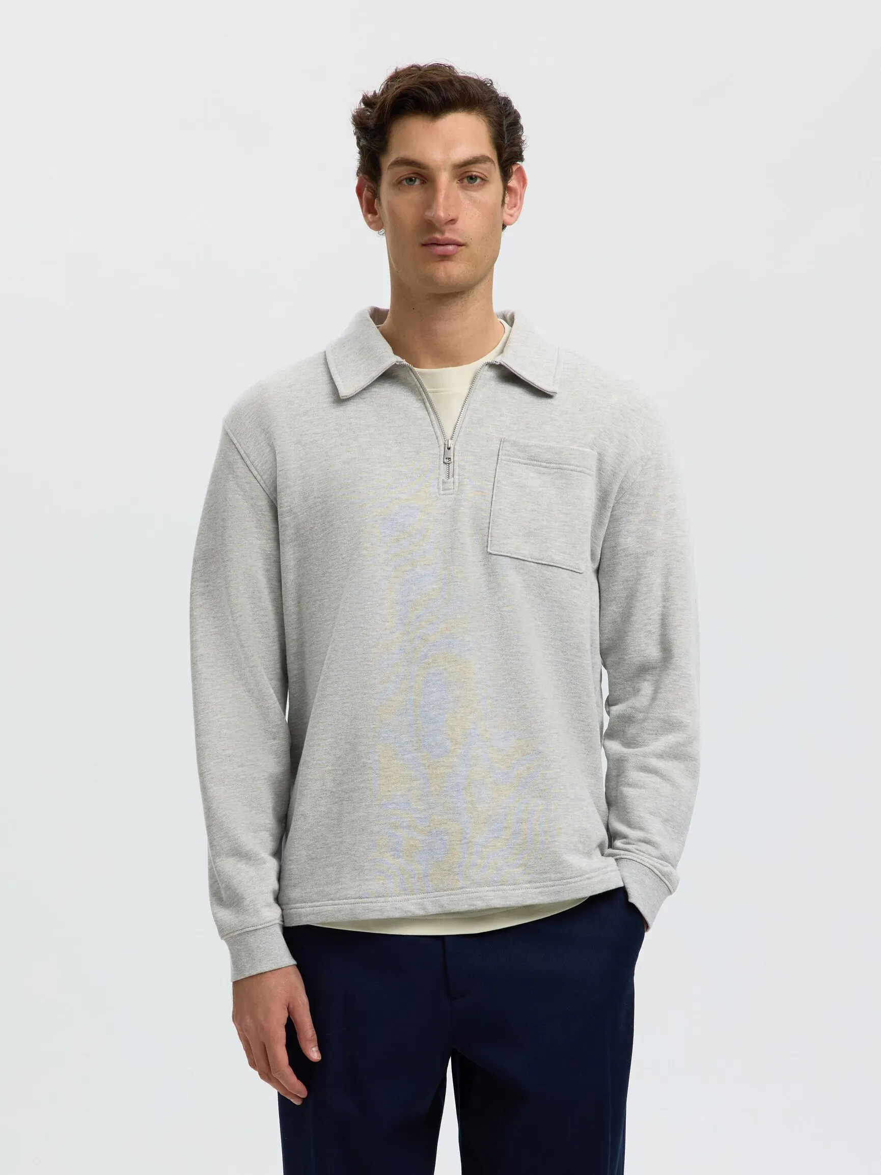 BOMULL HALV GLIDELÅS PULLOVER