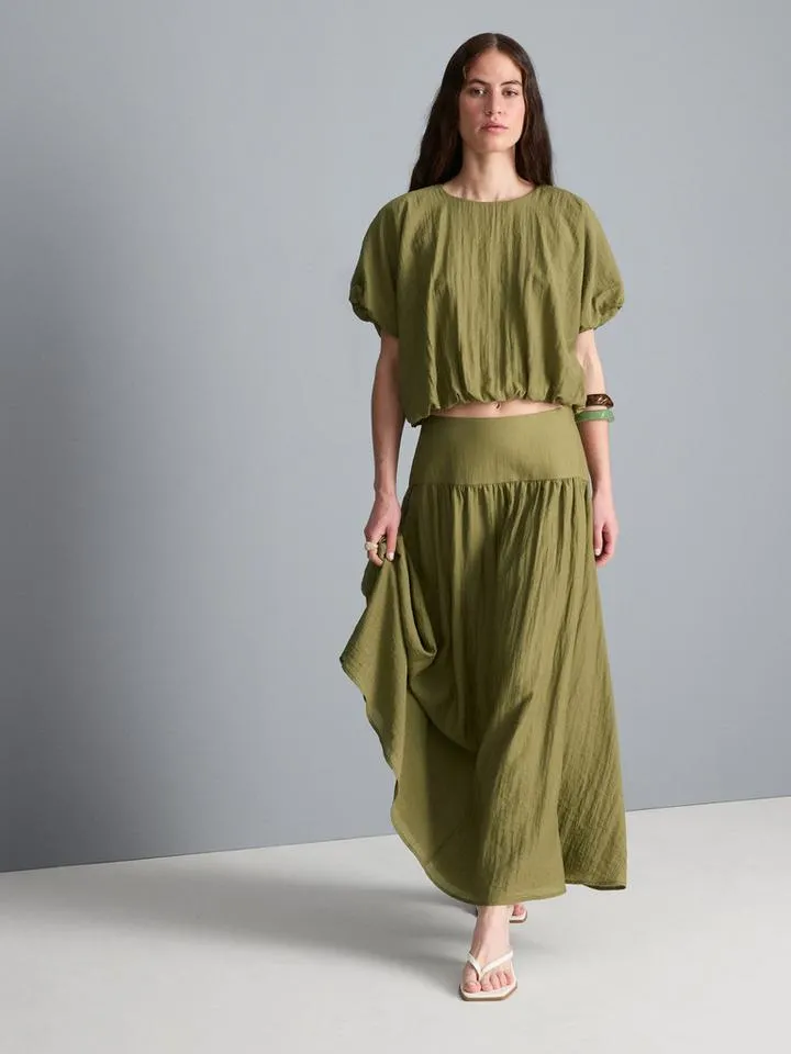 Jupe mi-longue à taille basse