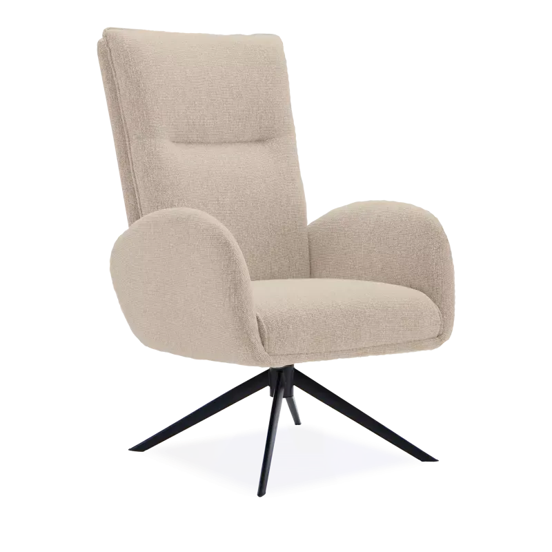 Draaifauteuil Whisper (hoog/poot: zwart) - Lodge Linen