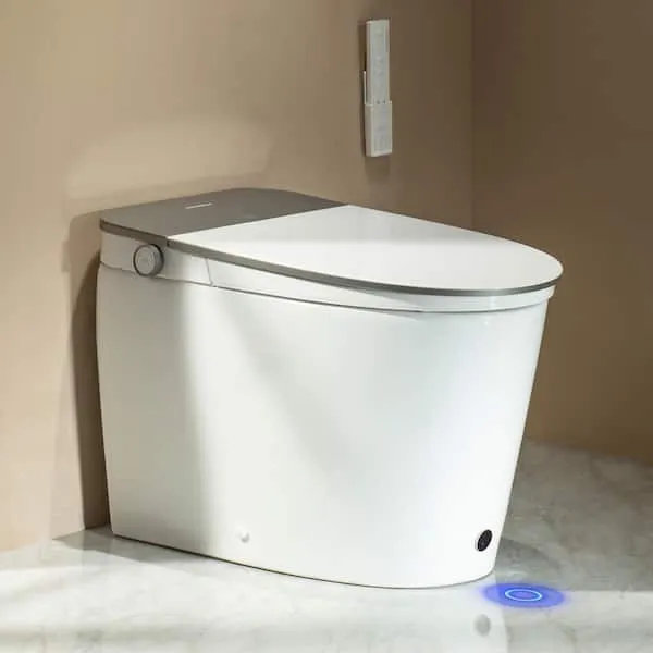 Casta Diva Premium Elongated Smart Bidet Toilet 1.28 GPF in White with Microgravity Seat, Hands-Free, Foam Shield, Self-Cleaning