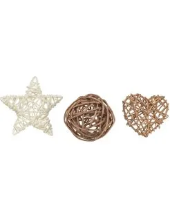 Trixie Xmas rotan set - Knaagspeelgoed - 3 stukken 5x6 cm
