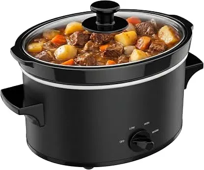 2 Qt Small Slow Cooker for 3+ Peoples-Black | Oval,Dishwasher Safe,Low High Warm 3 Heat Modes,Stainless Steel Cooker,Ceramic Pot,Non-Toxic 2 Qt Small Slow Cooker for 3+ Peoples-Black | Oval,Dishwa…