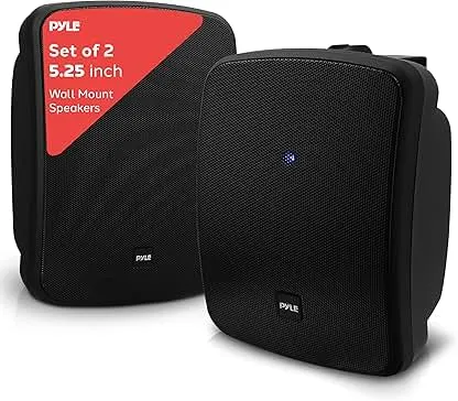 Pyle 5.25 Inch 2 Way Outdoor Waterproof Mountable Wireless Bluetooth Dual Speakers with Heavy Duty Grill Cabinet Enclosure, Black (2 Pack) Pyle 5.25 Inch 2 Way Outdoor Waterproof Mountable Wirele…