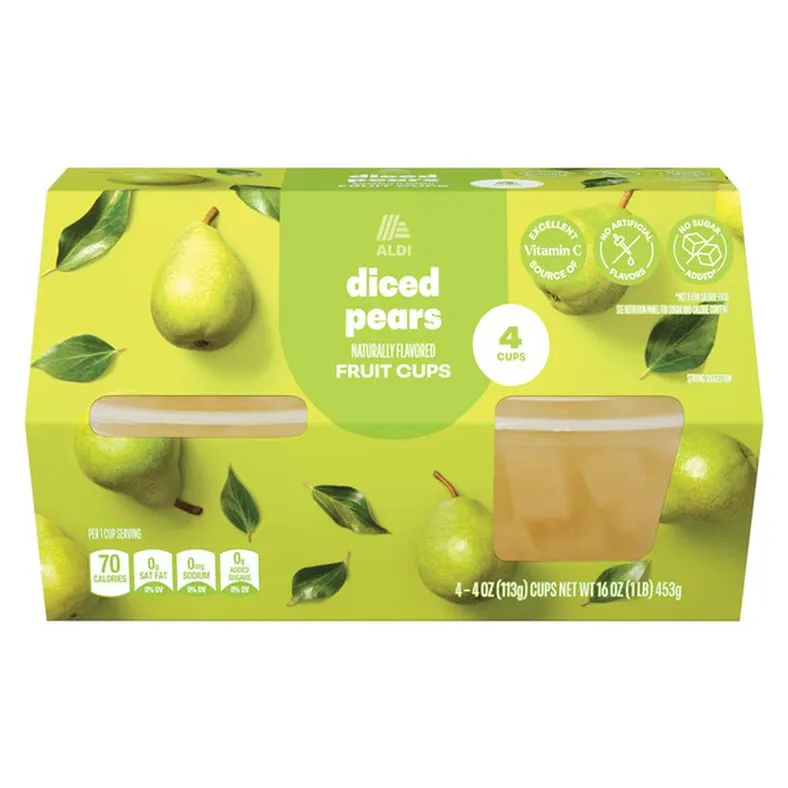 Lunch Buddies Pears Fruit Bowl in 100% Juice, 4 pack