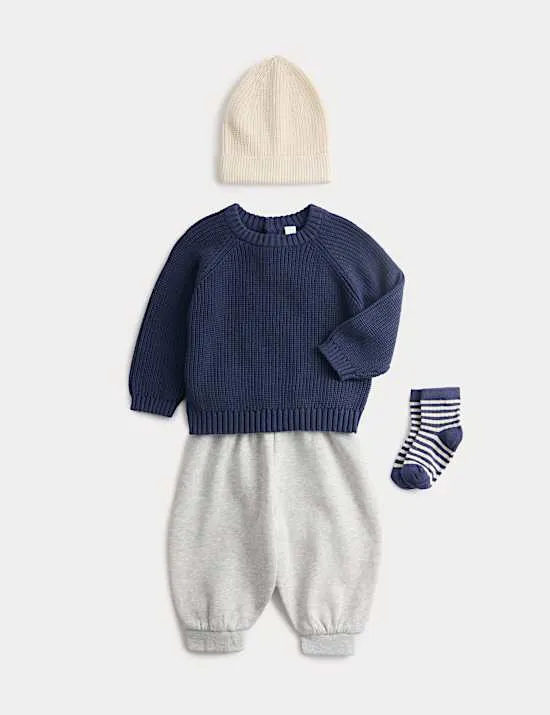 4 Piece Cotton Rich Knitted Outfit (0-6 Yrs)