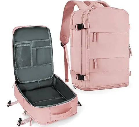 coowoz Large Travel Backpack For Women Men,Carry On Backpack Flight Approved,Hiking Backpack Waterproof Outdoor Sports Rucksack Casual Daypack Fit 15.6 Inch Laptop Shoes Compartment