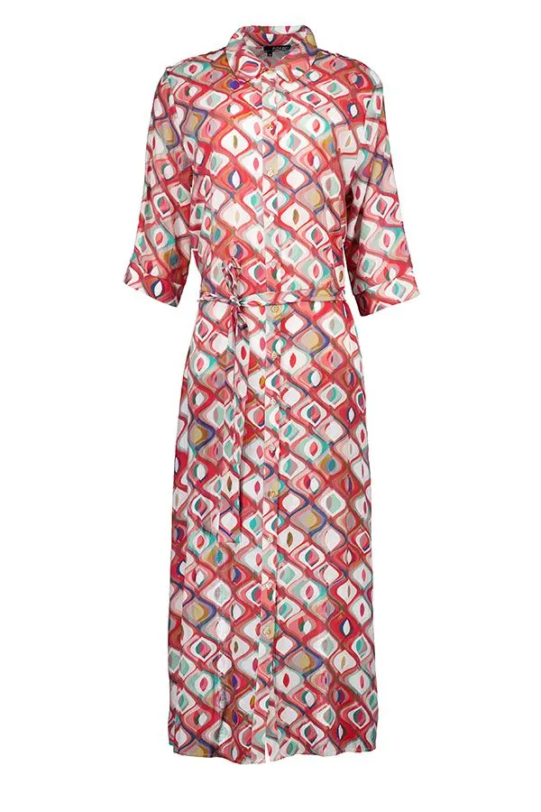 Rode maxi jurk met grafische print