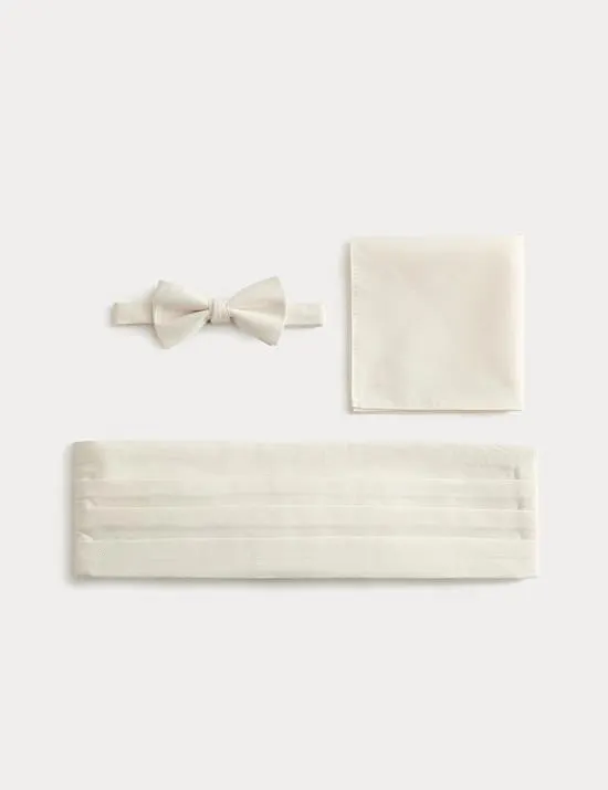 Textured Bow Tie, Handkerchief, and Cummerbund Set