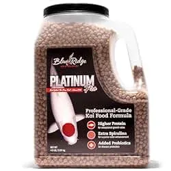 Blue Ridge Koi Fish Food 4.5lb - Koi Food 3/16” Platinum Pro Formula Goldfish Food, Premium Fish Food for Ponds, Ponds Fish Food, Floating Pond Pellet