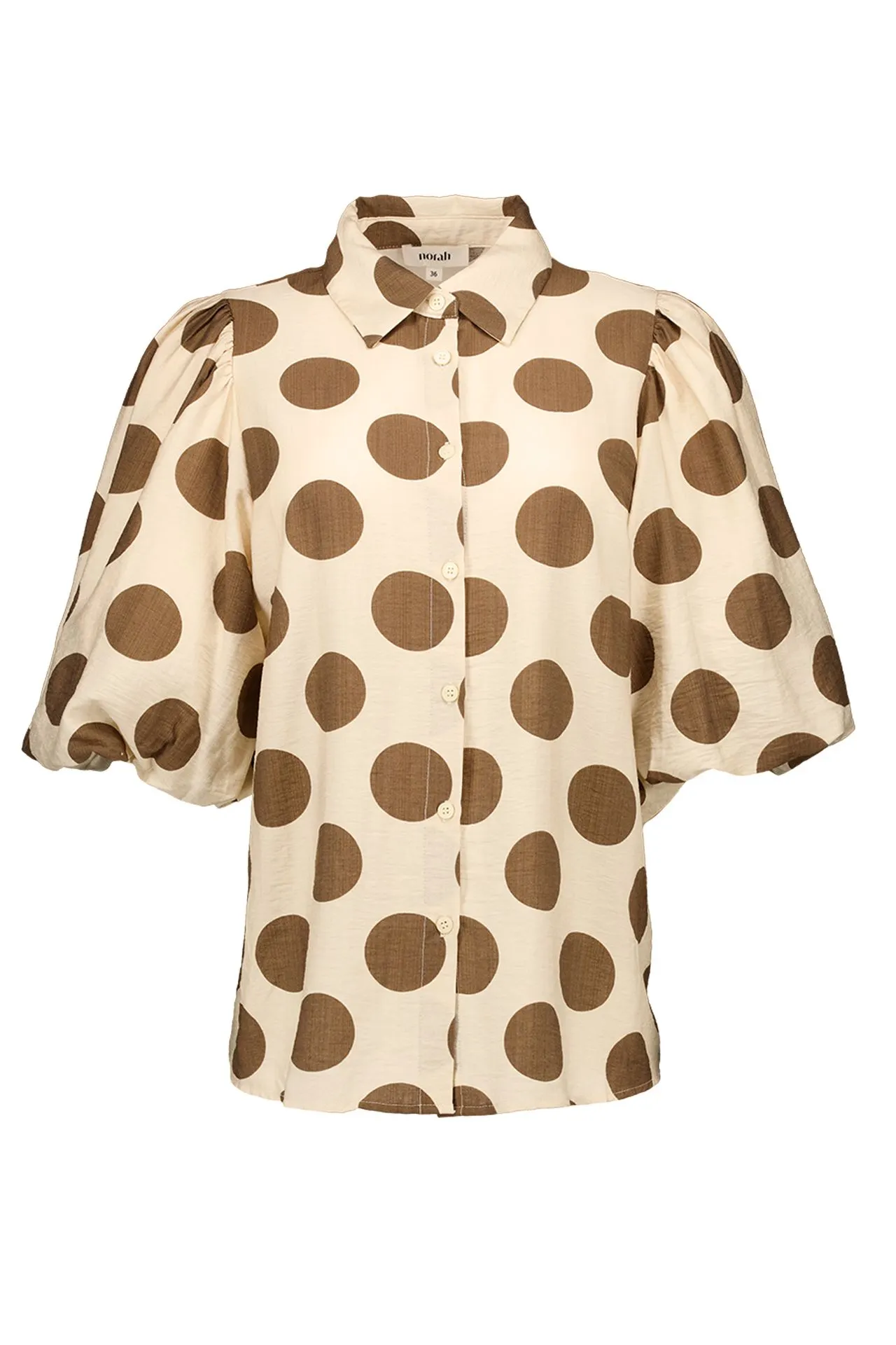 Bruine blouse met polkadots