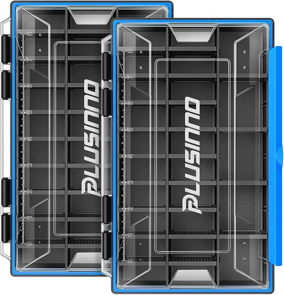 PLUSINNO Tackle Box Organizer, 1/2 Packs Waterproof Tackle Trays, Fishing Tackle Box with Removable Dividers, Fishing Box Tackle Trays and Terminal Tackle Storage