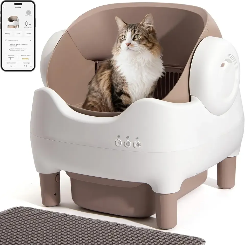 Automatic Self Cleaning Cat Litter Box: Scoop Free Litter Box with APP Control, Large Capacity for Multiple Cats, Odor Control, Ultra Quiet, Smart Safety Sensors