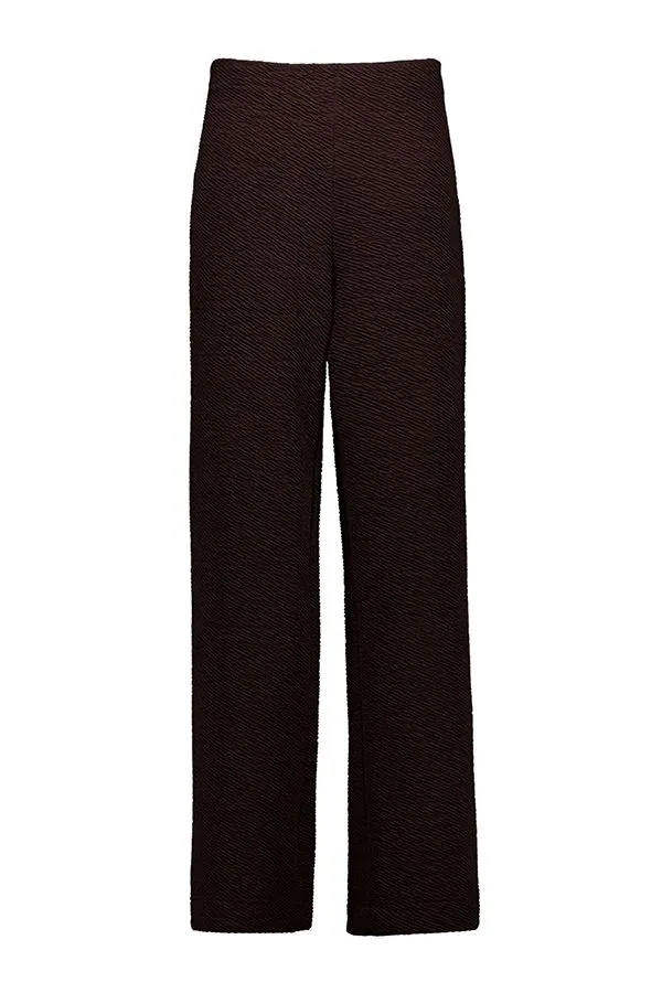 Bruine straight fit broek met structuur