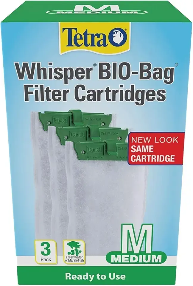 Tetra Whisper Bio-Bag Filter Aquarium Cartridges, Medium Filter for Freshwater and Marine Fish, Removes Odors and Discoloration, Ready to Use, 3 Medium Green Filters