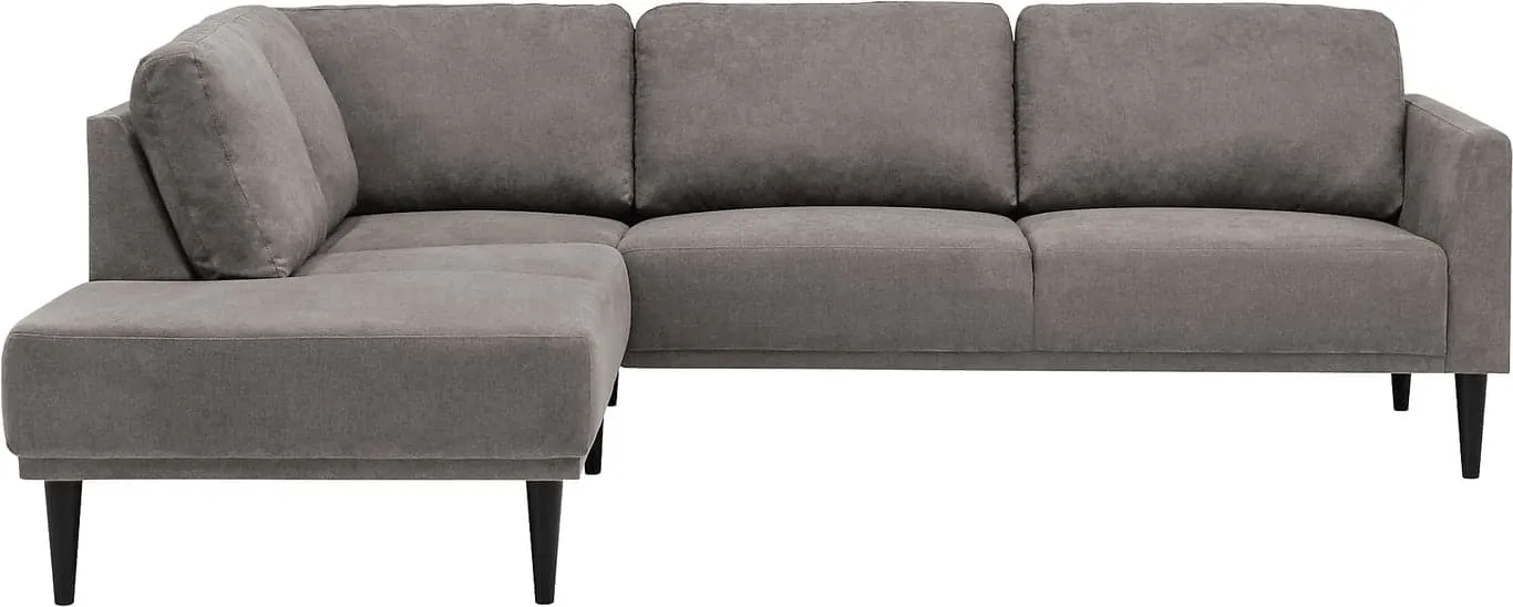 Prato hjørnesofa 3 seter med åpen ende venstre, stoff Soro warm grey 91