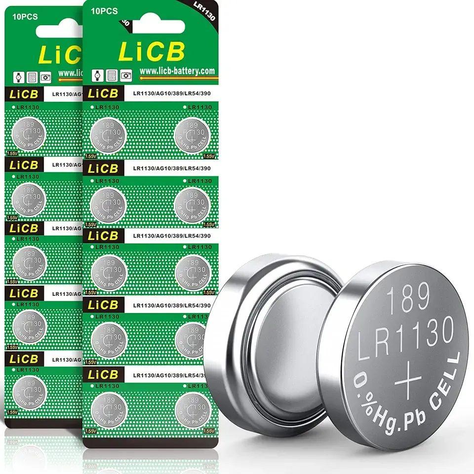 LiCB 20 Pack LR1130 AG10 Battery 1.5V Long-Lasting Alkaline Button Cell Batteries