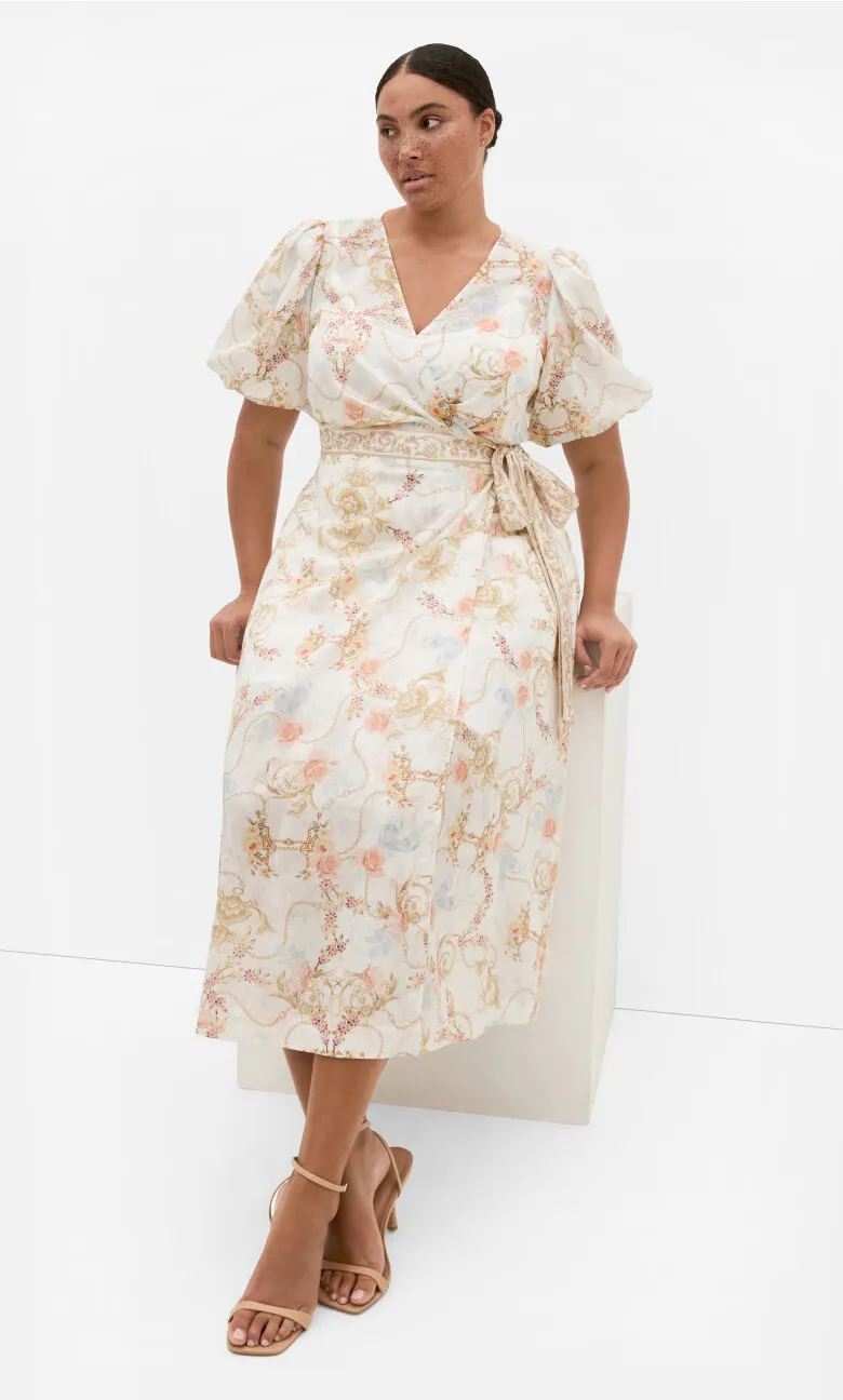 Anastasia Opulent Print Wrap Maxi Dress - ivory