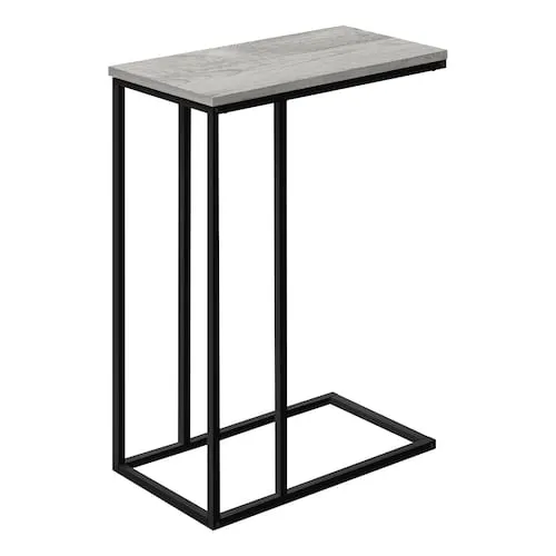 Accent Table, C-shaped, End, Side, Snack, Living Room, Bedroom, Metal, Laminate, Grey, Black