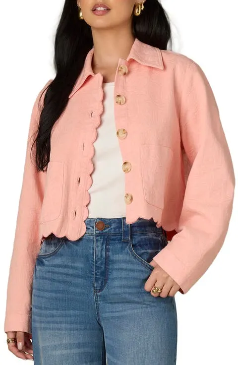 Wit & Wisdom Scallop Detail Cotton Crop Jacket