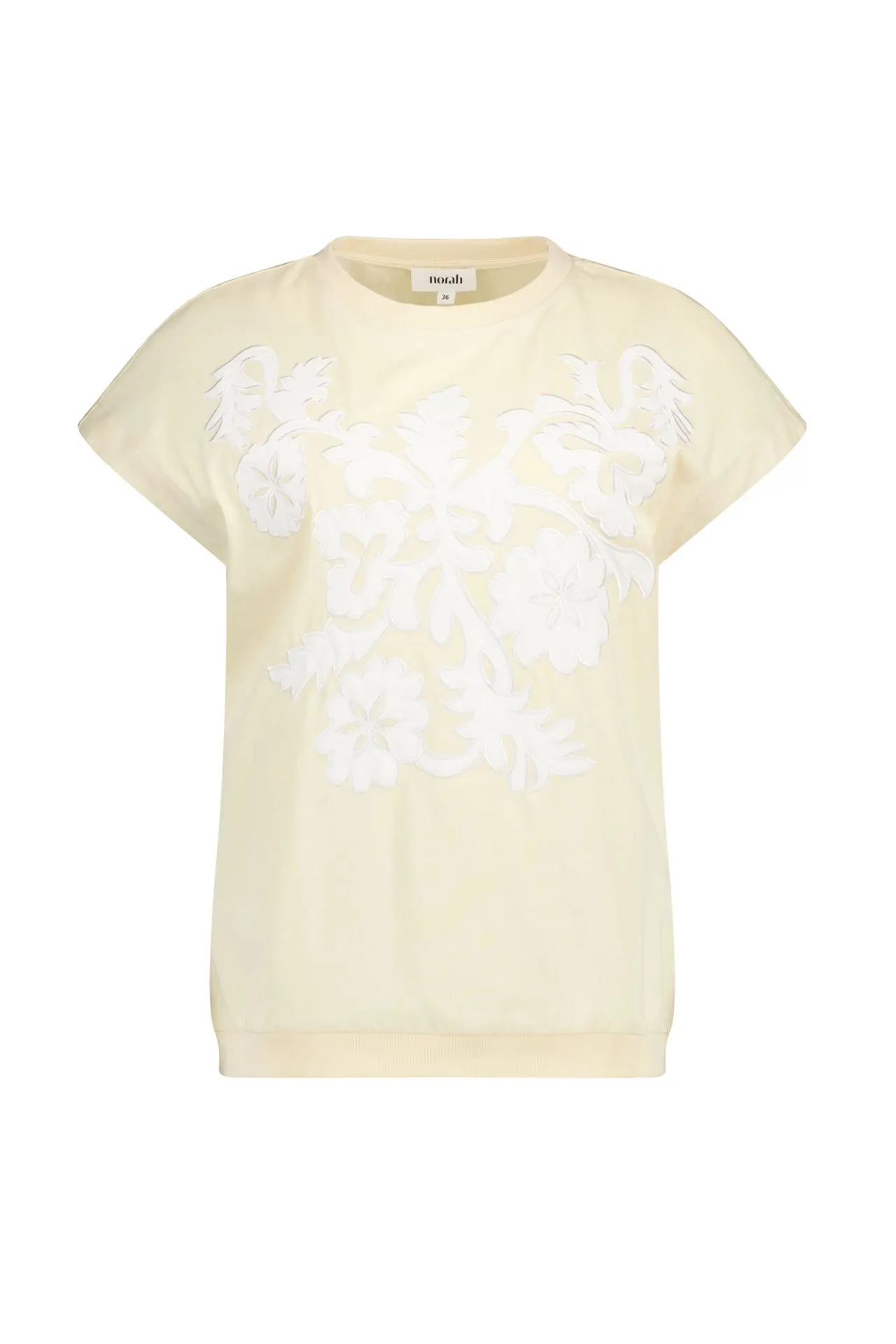 Lichtgeel shirt met borduursels