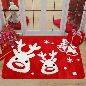 Funda de suelo navideña 60x90cm, felpudo navideño, alfombra navideña antideslizante, alfombra navideña impresa, alfombra de bienvenida navideña, reno.