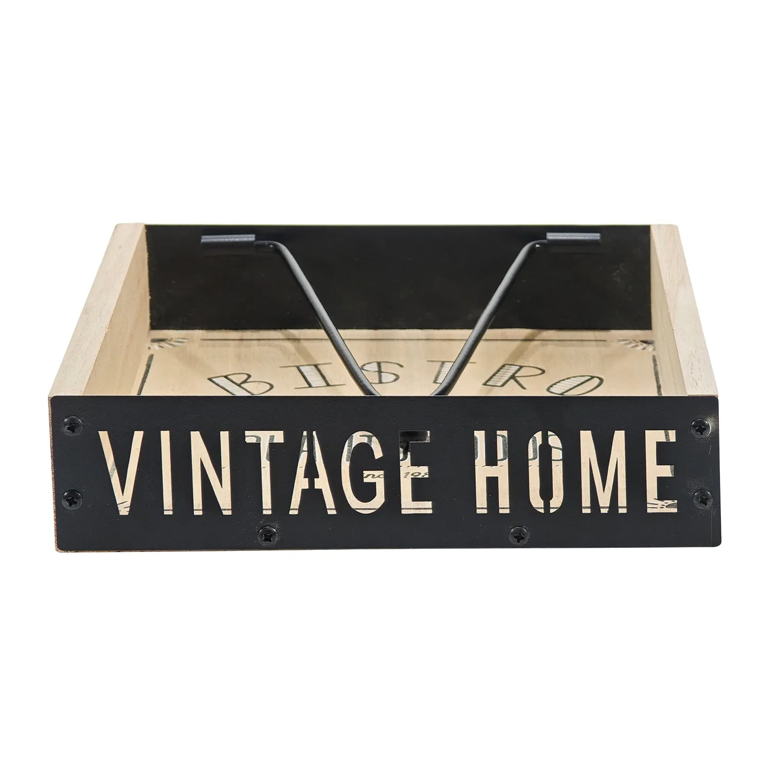 Portatovaglioli Vintage Bistro in Legno e Metallo h5x21x21 cm