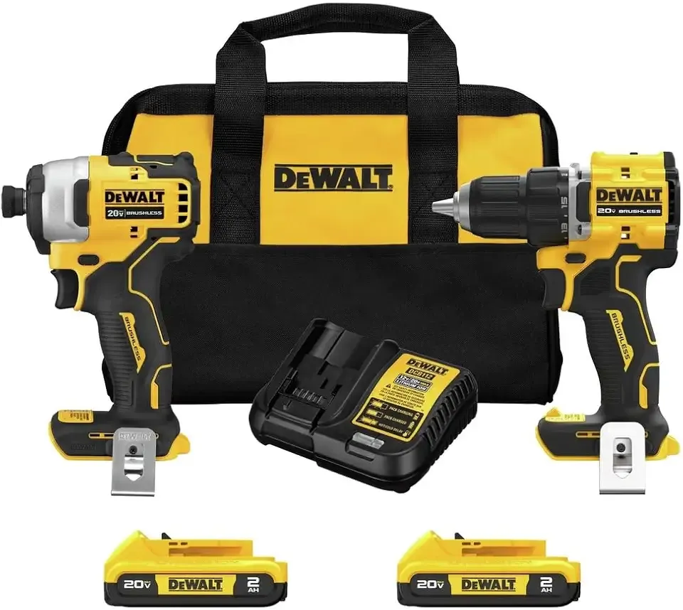 DEWALT DCK225D2R 20V MAX ATOMIC 1/2 in. Cordless Drill Driver and 1/4 in. Cordless Impact Driver Combo Kit (2 Ah) (Renewed)