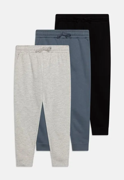 UNISEX 3 PACK - Joggebukse - mottled light grey/blue grey/black
