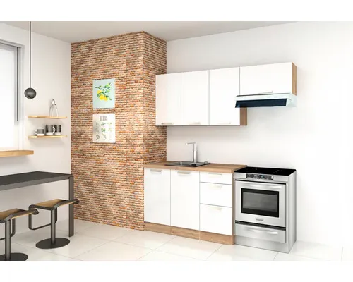 Kuchyňský blok BASIC blok 180 cm dub halifax/bílá lesk