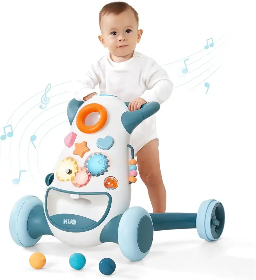 KÜB Montessori Baby Walker - Interactive Push Toy for Toddlers Learning to Walk with Soft Music & Lights, Adjustable Speed & Non-Slip Wheels, Educational Activity Center