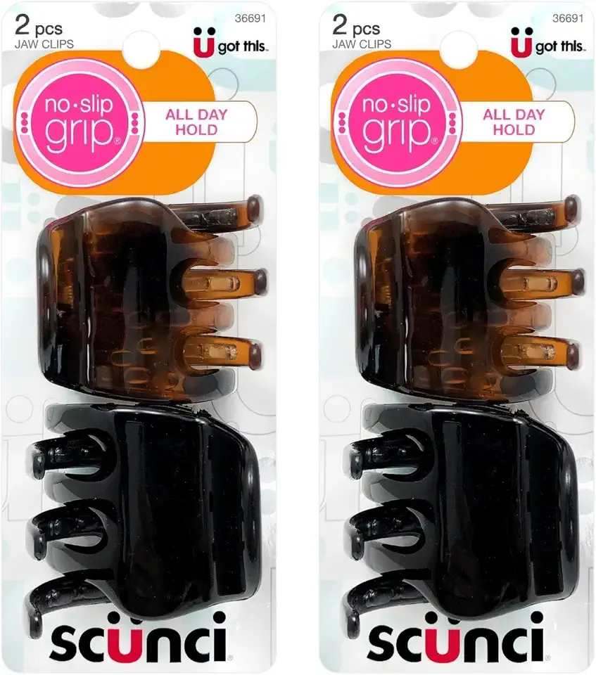 Scunci No-Slip Grip Chunky Jaw Clips All-Day Hold, 2-Pieces per Pack (2-Pack)