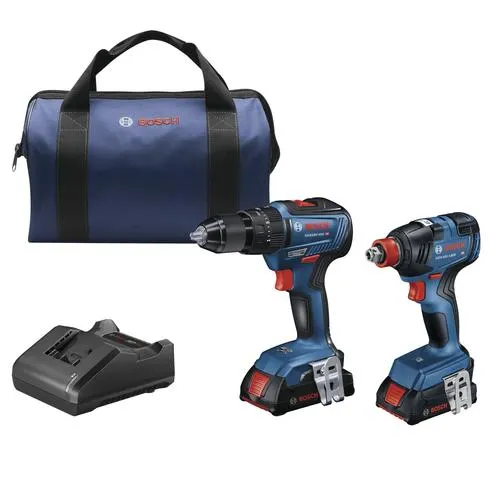 Bosch® 18-Volt Cordless 1/2" Hammer Drill, Two-In-One 1/4" and 1/2" Bit/Socket Impact Driver/Wrench Combo Kit