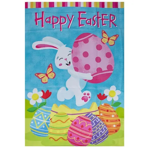 Happy Easter Bunny with Eggs Outdoor House Flag 28" x 40"