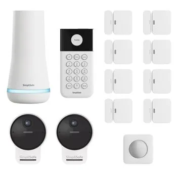 SimpliSafe Security System with 2 Outdoor Camera Series 2, 13-piece