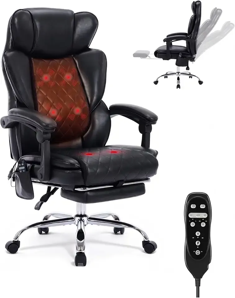Big and Tall Massage Office Chair, Ergonomic Desk Chair with Footrest