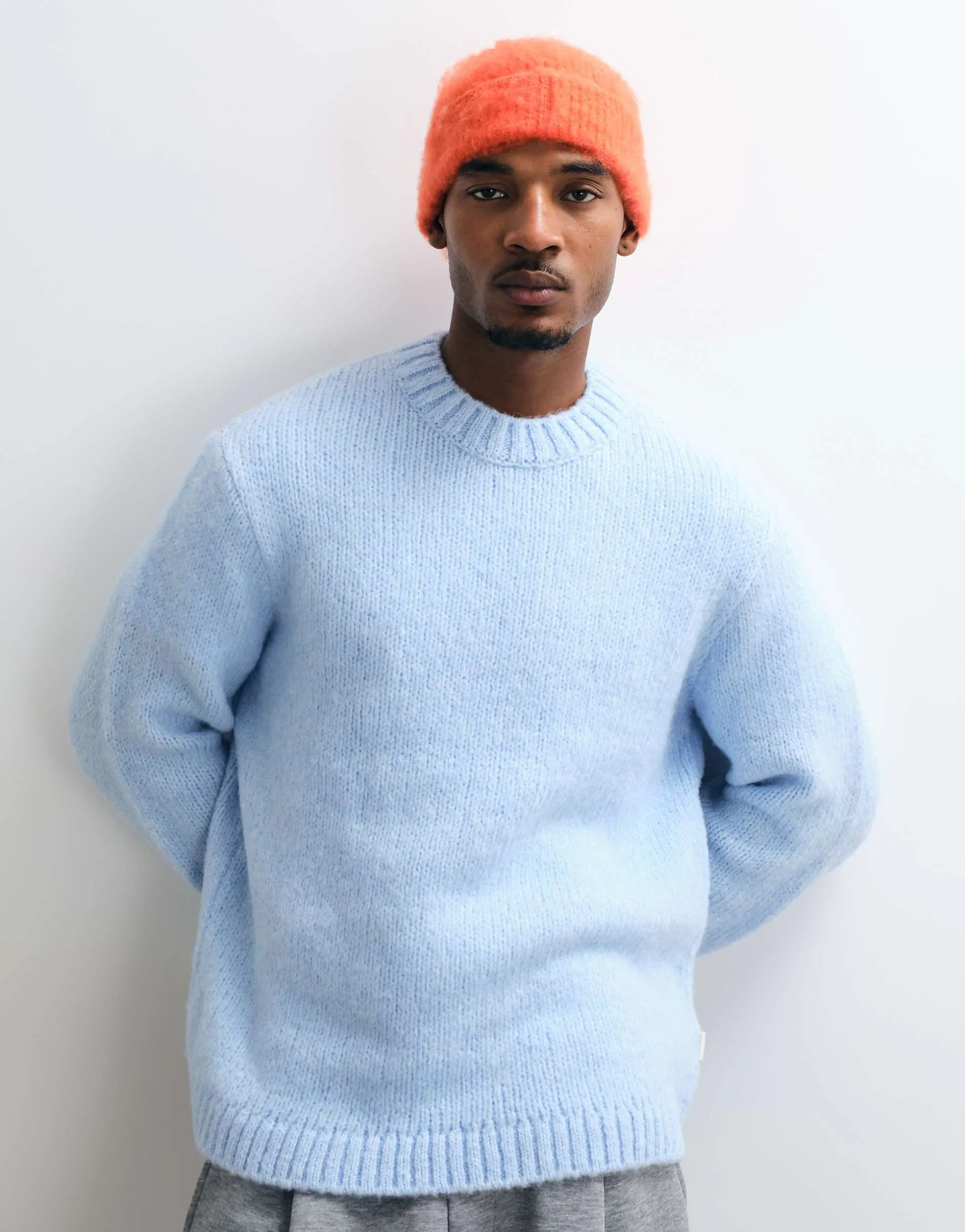 Jack & Jones oversized knit jumper in pale blue