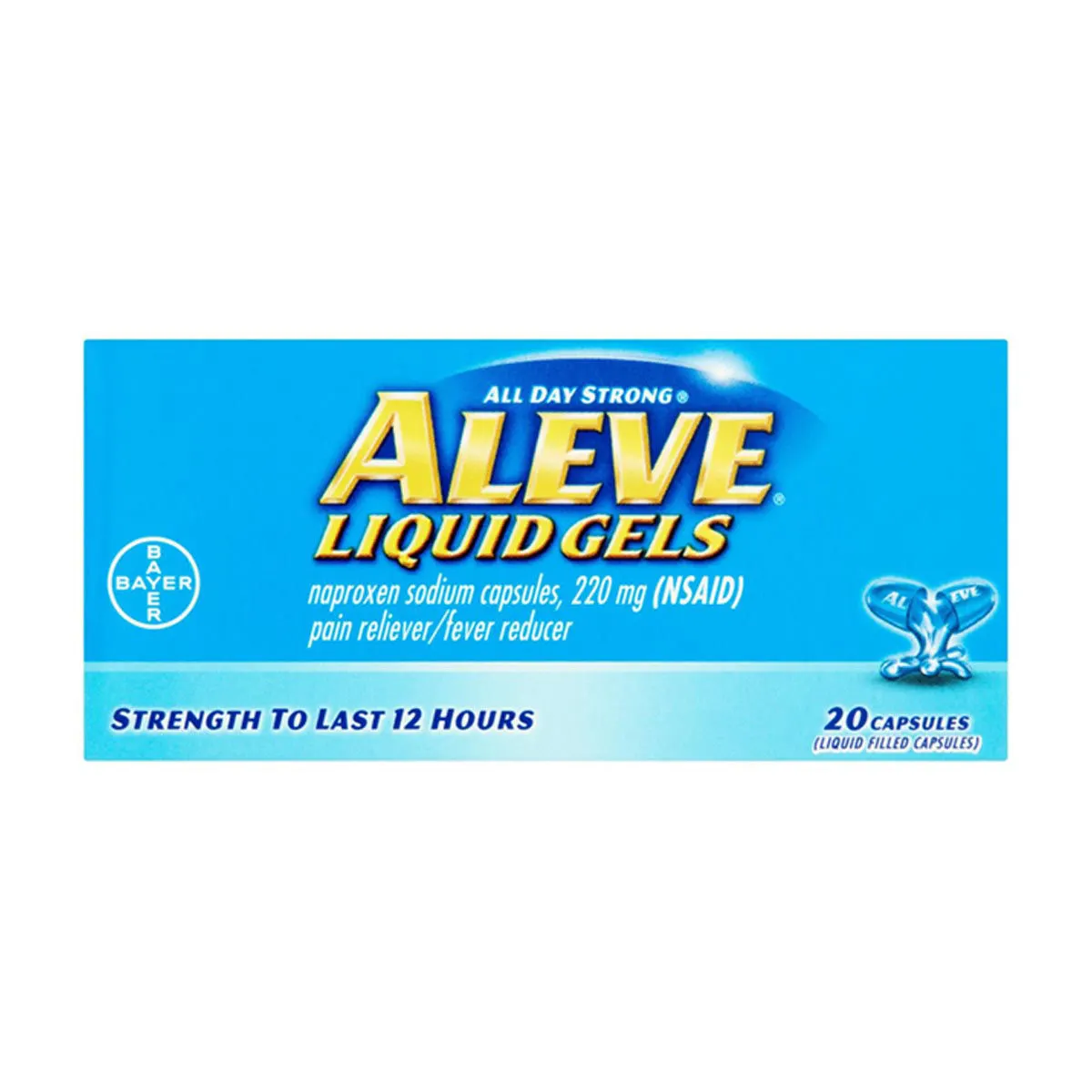 Aleve Pain Reliever and Fever Reducer 220mg Liquid Gels Capsules, 20 ct