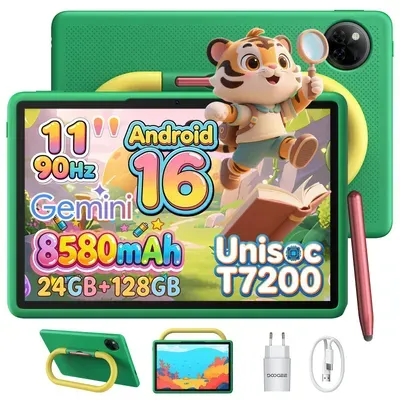 DOOGEE U11Kids 11" Tablet, Android 16,Gemini AI, 24(4+20)GB+128GB/2TB TF, 90Hz,8580mAh,WiFi Tablet für Kind mit Kindgerechte Hülle und Stift