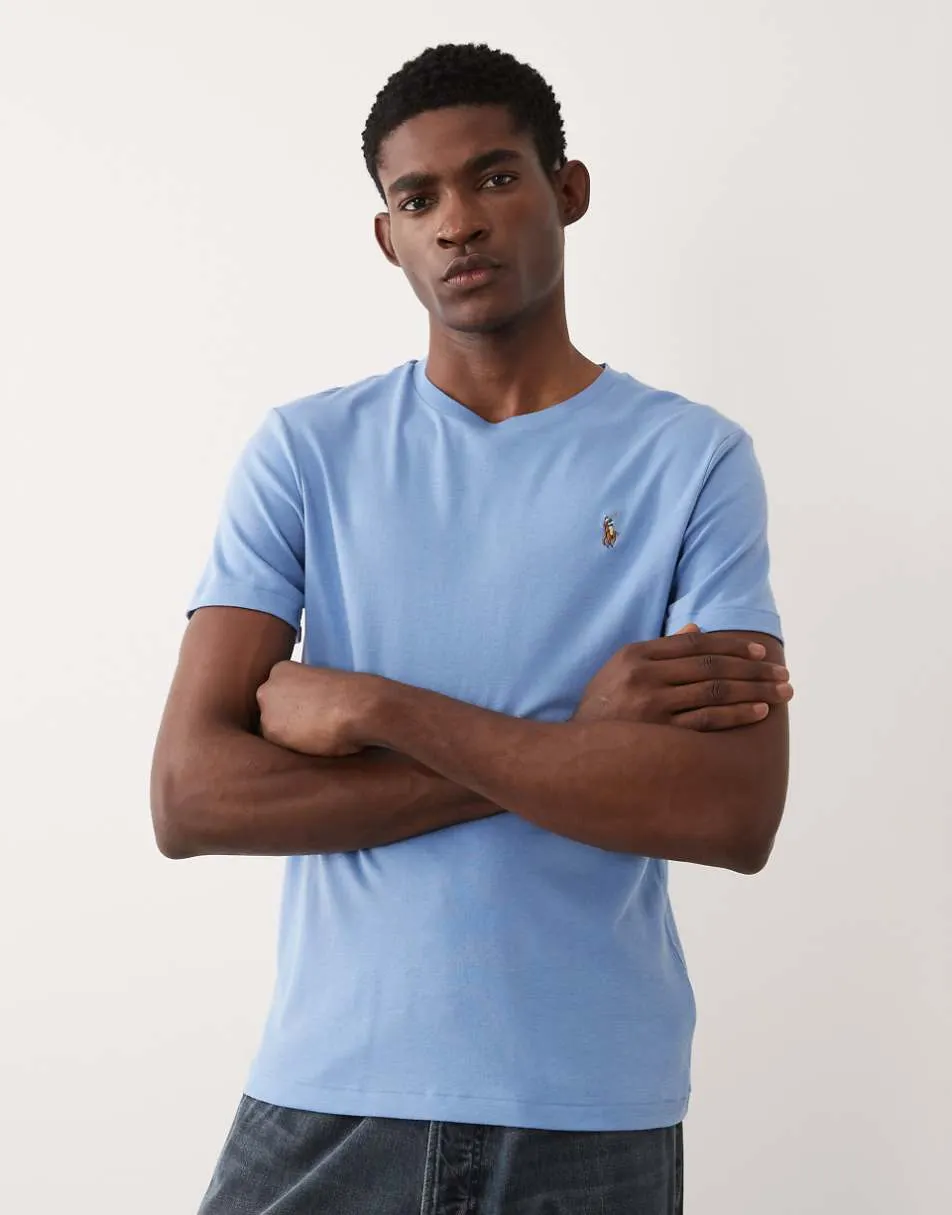 Polo Ralph Lauren icon logo custom slim fit pima cotton t-shirt in sky blue