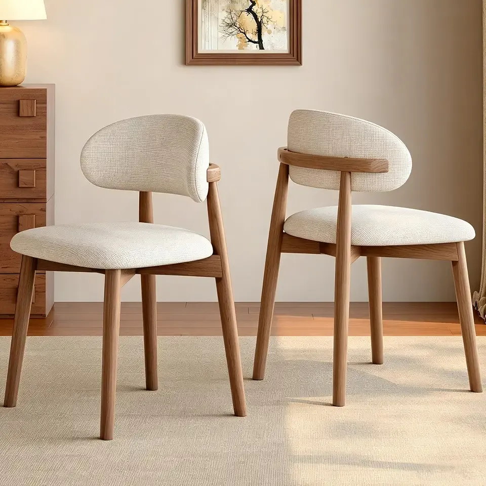 Wooden Dining Chairs Set of 2, Mid Century Modern Side Chairs